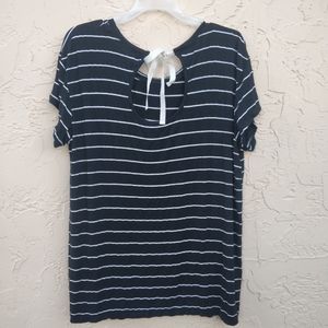 NWOT  cutout black and white striped top
